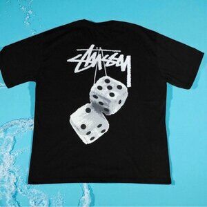 Stussy Black Tee with White Dice Design